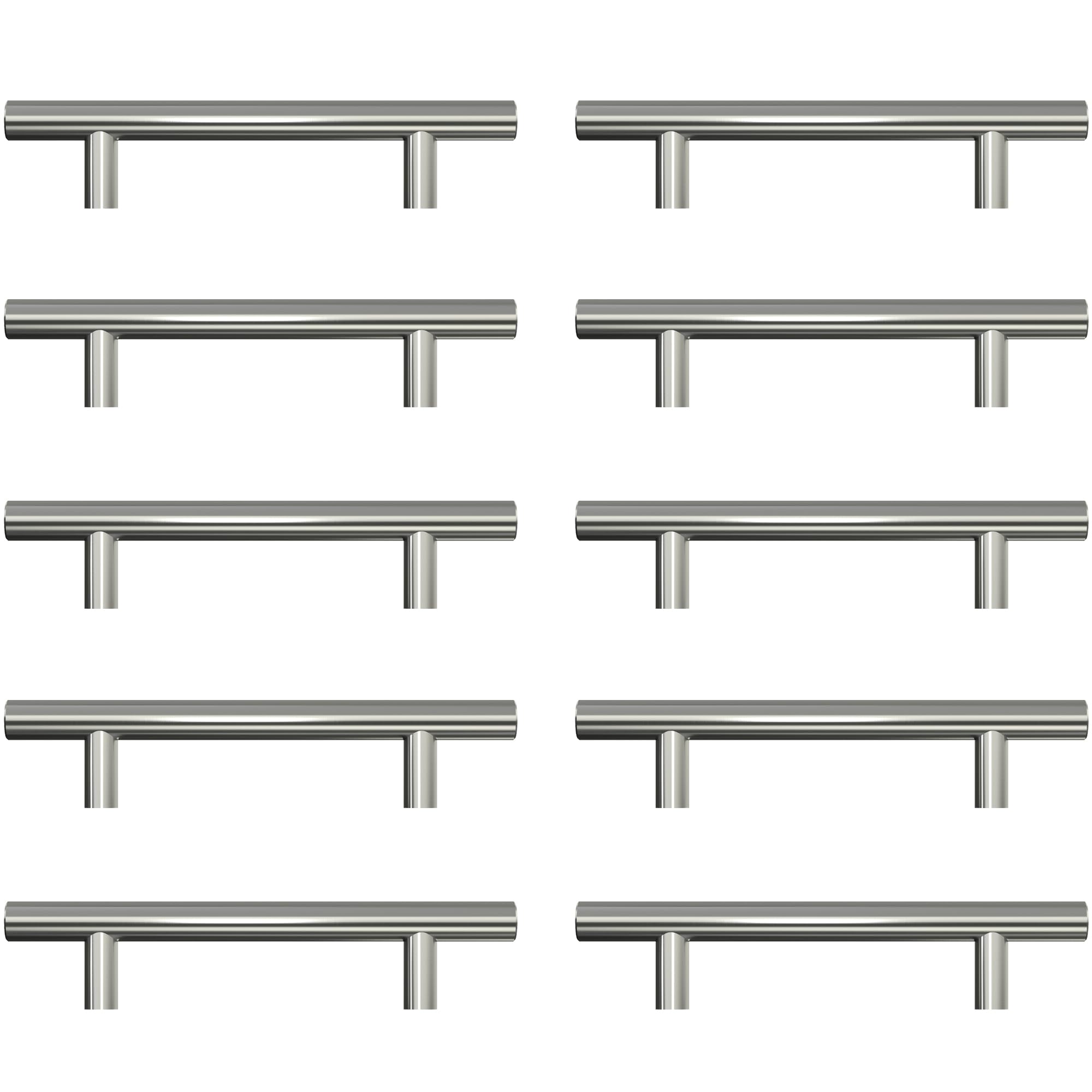 AwmnSrman Kitchen Cupboard Handles Silver 10 Pack 96 mm(3,78 inch) Hole Center, Brushed Finish Stainless Steel Installation of Holes