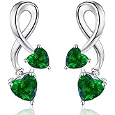 Earrings for Women, S925 Sterling Silver Birthstone Heart Studs Earring for Girlfriend Wife, Anniversary Birthday Christmas Valentines Mothers Day Gifts Jewelry for Womens Wife Her Mom