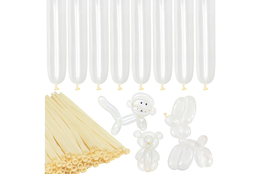 LXZFCRG 260 Balloons Clear Long Skinny Latex Balloon for Balloon Animals, 100Pcs Twisting Ballon Shine for Balloons Arch Party Supplies Weddings Birthday (Clear)