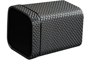 BESPORTBLE Black Wicker Waste Container Rubbish Can Household Trash Basket Kitchen Garbage Bin Office Storage