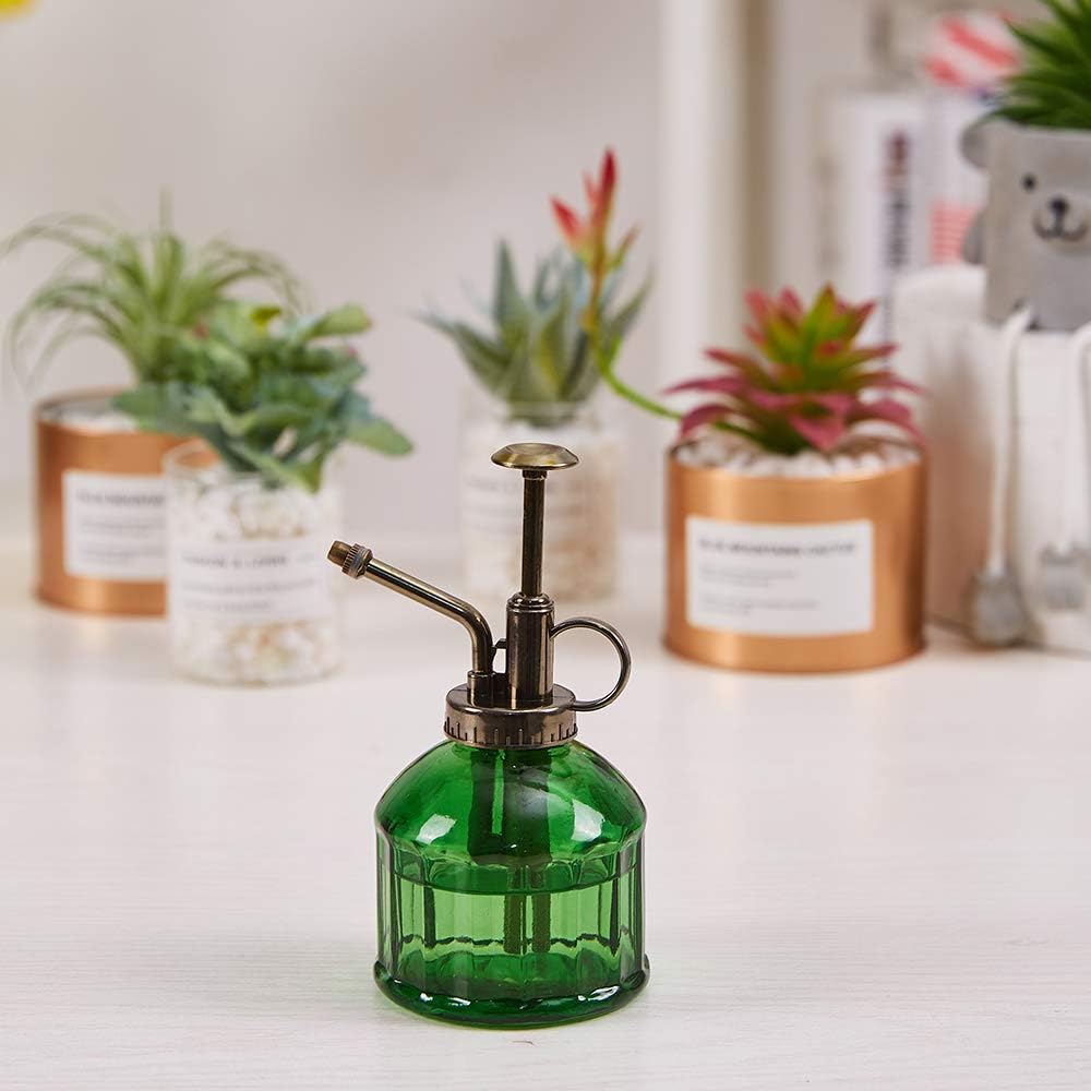 Ebristar Glass Plant Mister Spray Bottle, 6.5" Tall Vintage Plant Spritzer Watering Can, Succulent Watering Bottle with Top Pump, Small Plant Sprayer Mister for Indoor Outdoor House Plant - Dark Green : Garden & Outdoor
