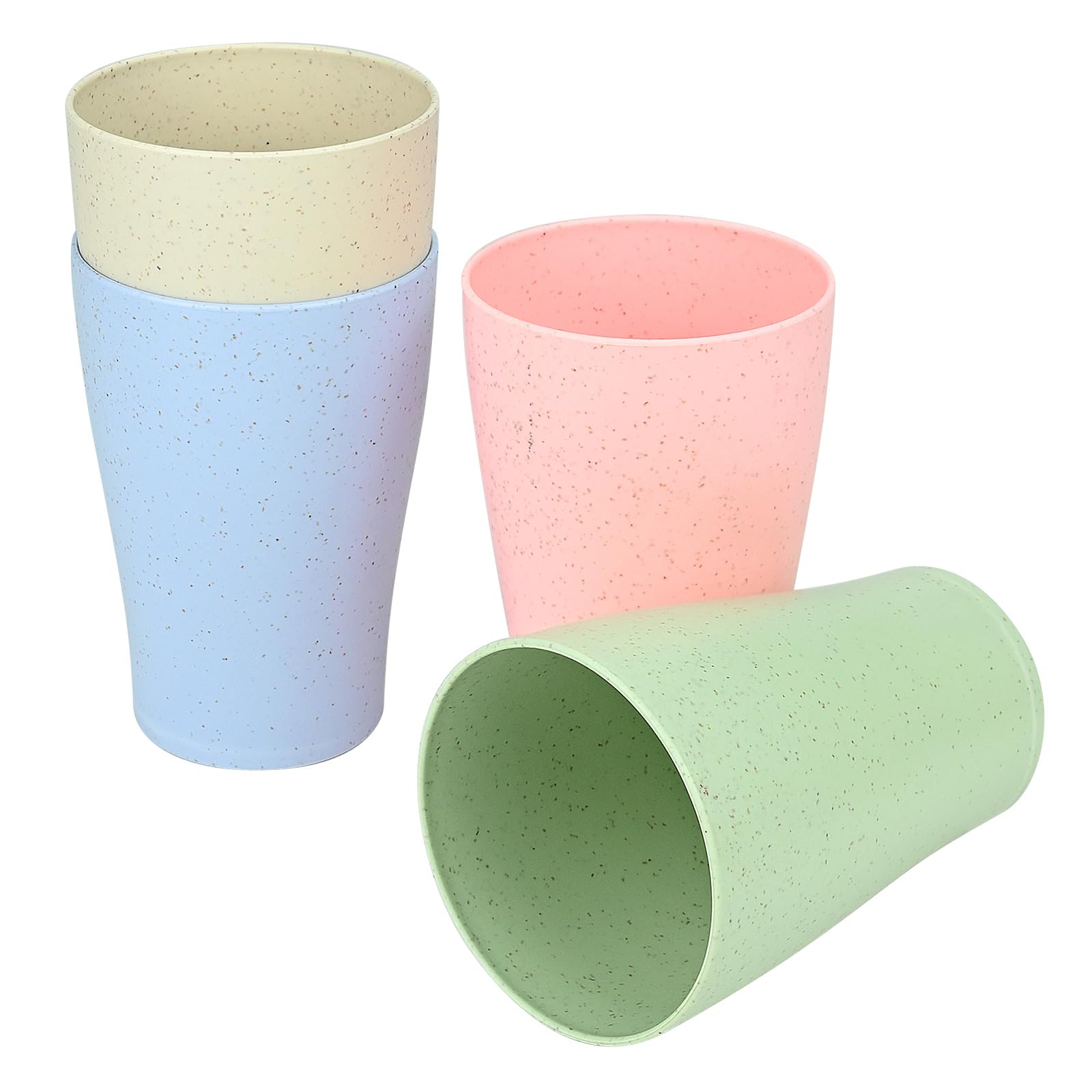 4Pcs Plastic Unbreakable Reusable Drinking Cups - 400ml/14oz for Adults Kids, Lightweight Picnic, Tea, Milk, Juice, Coke, Coffee - Heat and Cold Resistant, Dishwasher and Microwave Safe