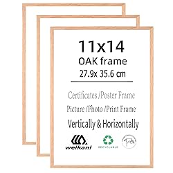 Weikani 11x14 OAK Wood Picture Frame,3 Pack Wood