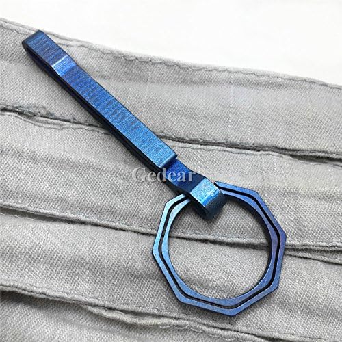 TIKING Titanium TC4 Key Chain Waist Belt Clip + Octagon Key Ring Anodized Blue