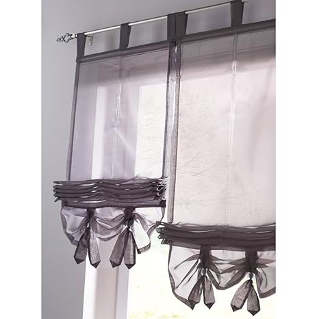 KOU-DECO Raffrollo Schlaufen Gardinen Voile Transparent Vorhänge 1er-Pack Vorhang (B*H 80*155cm, Grau)