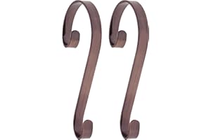 Haute Decor Stocking Scrolls® Stocking Hanger- 2 Pack (Oil-Rubbed Bronze Metal) - Hang Christmas Stockings from mantels of All Shapes and Sizes