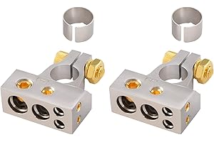 InstallGear 2/4/8/10 Gauge AWG Positive & Negative Battery Terminal Clamp and Shims (Pair)