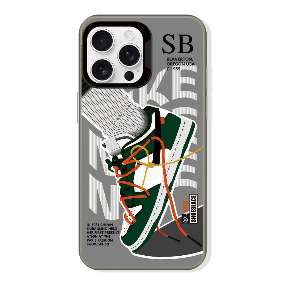 Cairiocoin Vintage Sports Shoes Case Compatible with iPhone 13 Pro Max, Cool Brand Funny SB Sneaker Phone Case for Boys Girls, Non-Slip Shockproof Protective Rubber Cover Grey
