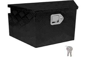 Edicapo 27" x 13" x 13" Trailer Tongue Tool Box with Latch and Keys Heavy Duty Aluminum Trailer Toolbox Organizer Truck Underbody Box Compatible with Pick Up Truck Bed RV Trailer ATV Black