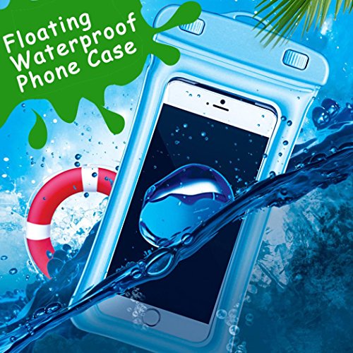Sagton Waterproof Phone Case,Floating Pouch Night-Visible Smartphone Dry Bag for iPhone X/8/8 Plus/7/7 Plus/6S/6/6S Plus/SE/5S/5C,Samsung Galaxy S8/S8 Plus/Note 8 6 5,up to 6 inch diagonal (Sky Blue)