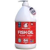 Fish Oil for Dogs, Healthy Skin &amp; Coat Salmon Pollock Liquid Omega 3, 64 oz | Soft Shiny Glossy Coat, EPA DHA, Immune System &amp; Heart Function Support, Normal Shedding, Supplement for Pets