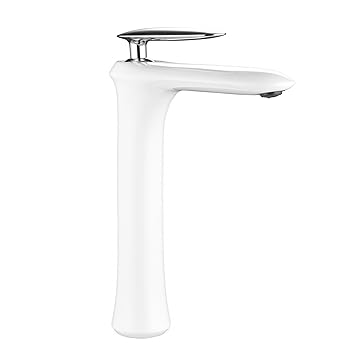 Myhb White Bathroom Vessel Sink Faucet Brass Single Handle Lever