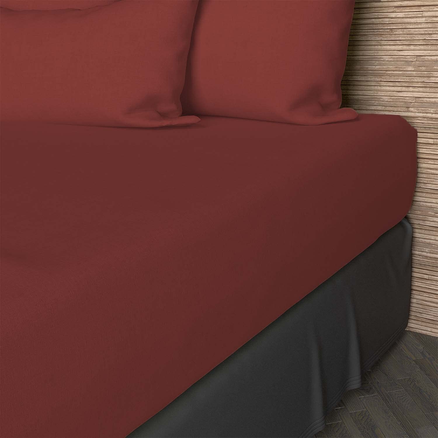 Soleil d'ocre, Fitted Sheet, Cotton, 57 Threads, Brick, 140 x 190 cm