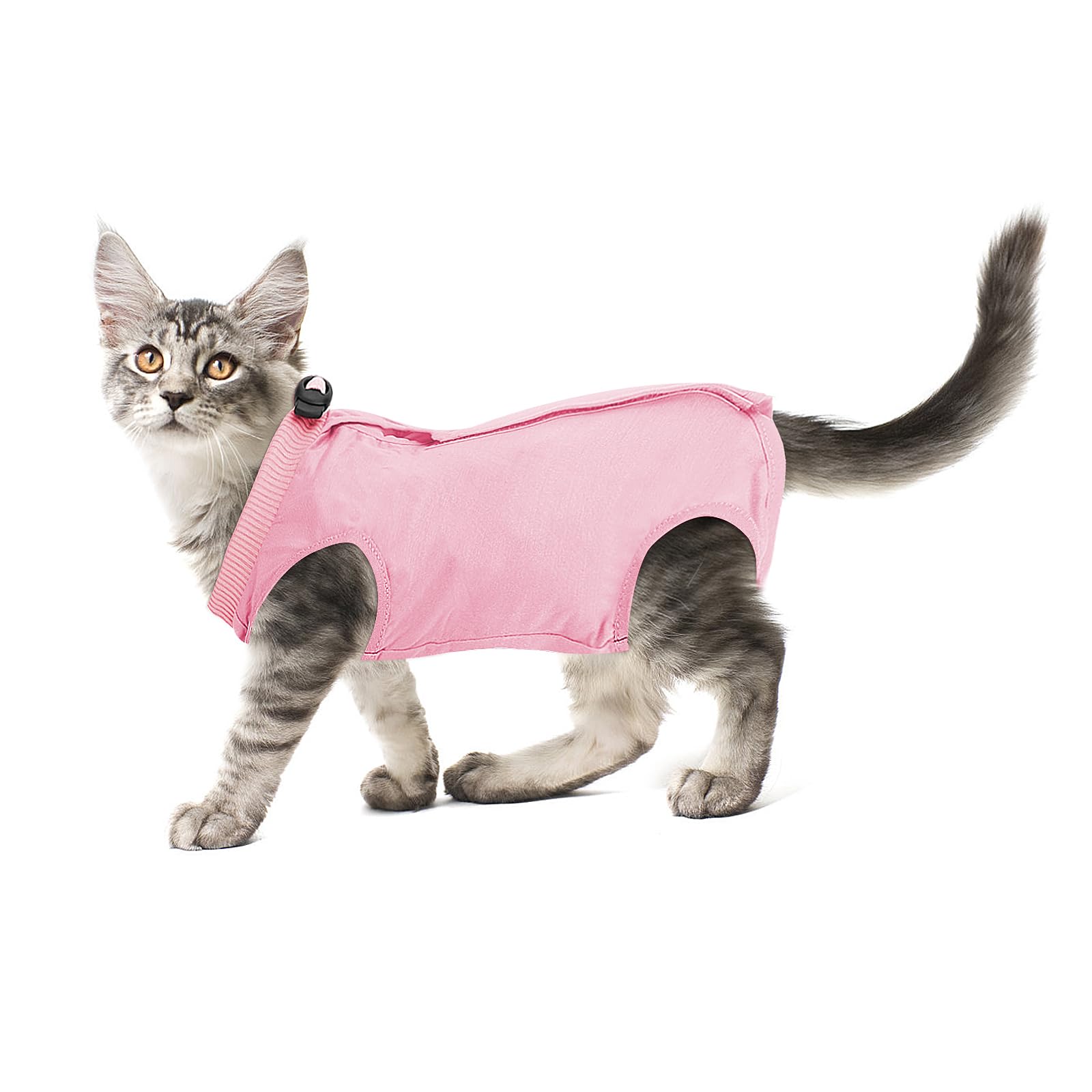 Cobee Cat Professional Recovery Suit for Abdominal Wounds or Skin Diseases, Kitten Surgery E-Collar Alternative, After Surgery Wear Pajama (S Size, Pink)