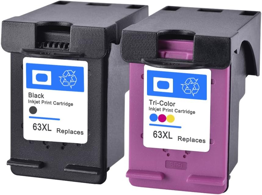 Remanufactured HP 63 XL High Yield Ink Cartridge Replacement for HP Envy 4512 4516 Officejet 3830 3833 4655 Deskjet 2130 3630 3633 3634 3636 with Ink level (1 Black+1 Tri-Color)