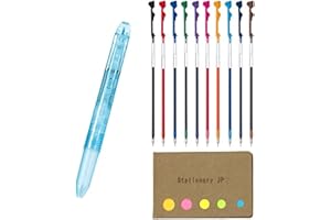STATIONERY JP Pilot Hi-tec-c Coleto 5 Color Multi Pen Body Component, Dot Blue, Rubber Grip, 0.4mm 10 Color Ink Refills, Sticky Notes Value Set