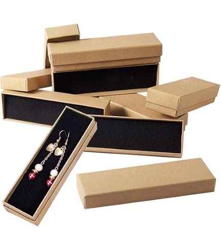 100 Pack #82 Kraft Gift Boxes With Cotton Filler – 8x2x7/8 Inch For Jewelry, Watches & Necklaces