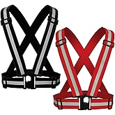 YUNLOVXEE Reflective Strap Safety Vest Gear - 2-10 Pack Adjustable High Visible Reflective Running Gear for Women Men Night