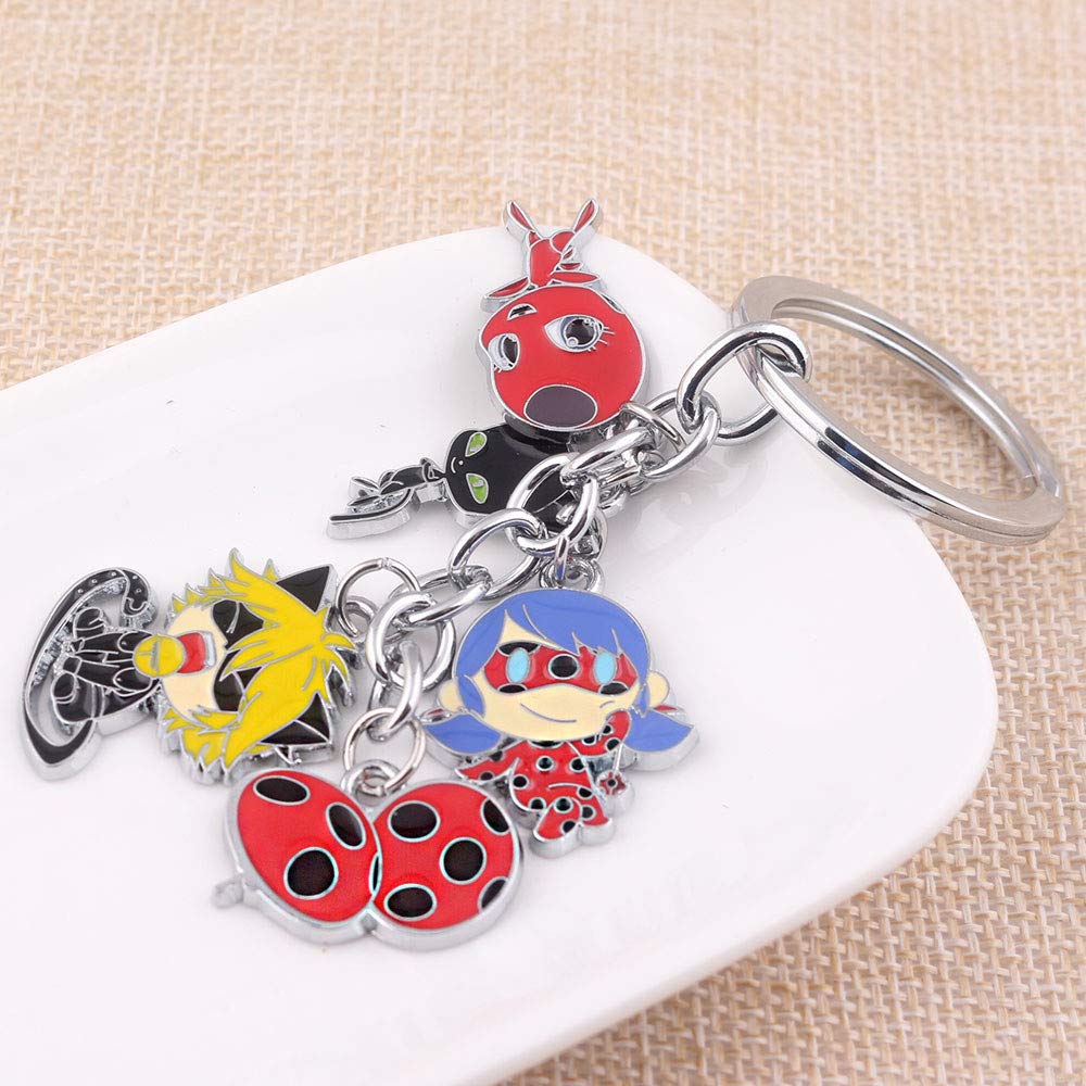 Monai Miraculous Ladybug Cat Charm Pendant Kwami Tikki & Plagg,Star Wars Keychain (LADYBUG)