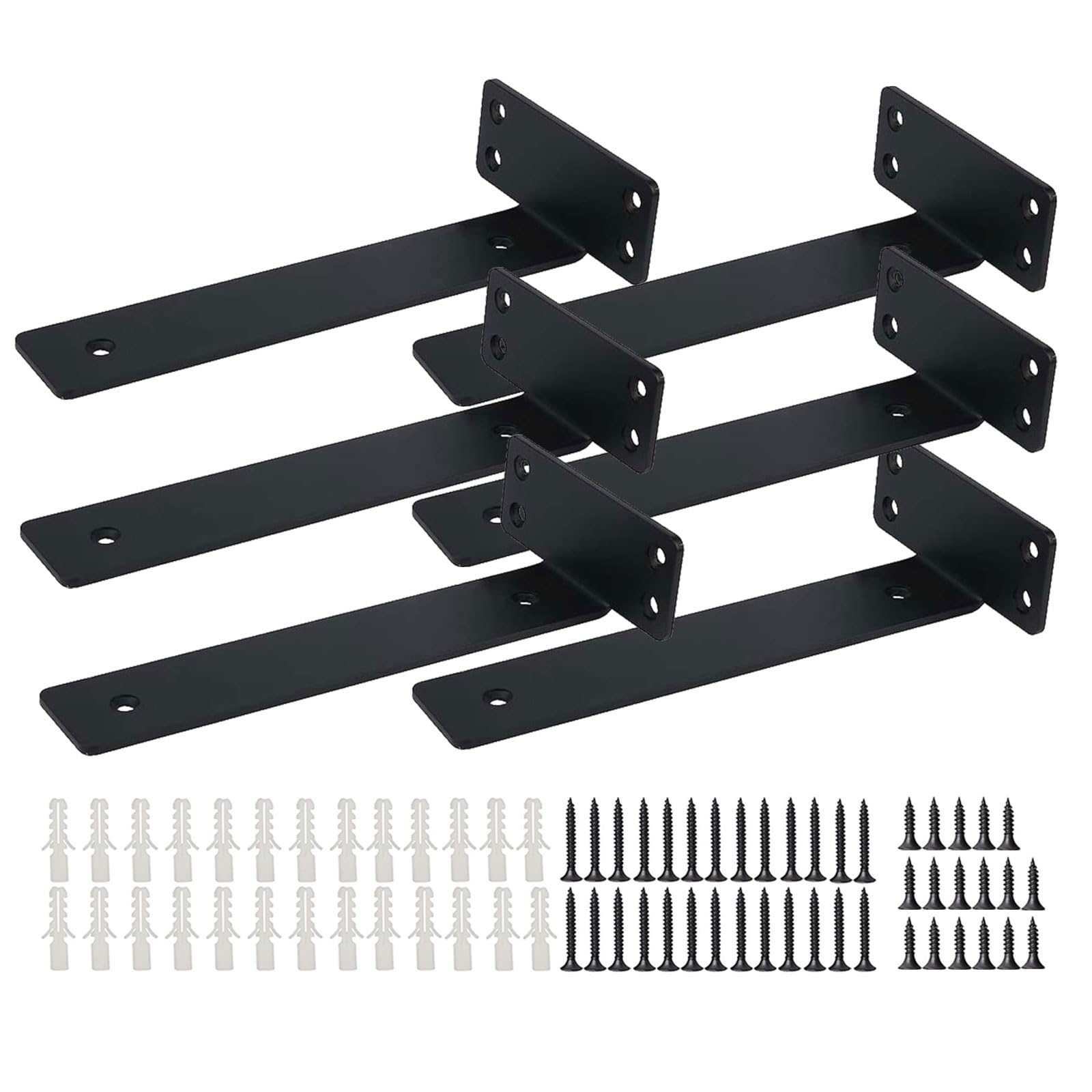 Tefola 6Pcs Shelf Brackets Heavy Duty,Invisible L-Shaped Bracket Wall Bracket, Metal Bracket with Screws, Industrial Metal Shelf Brackets, Retro Wall Shelf Bracket(15cm)