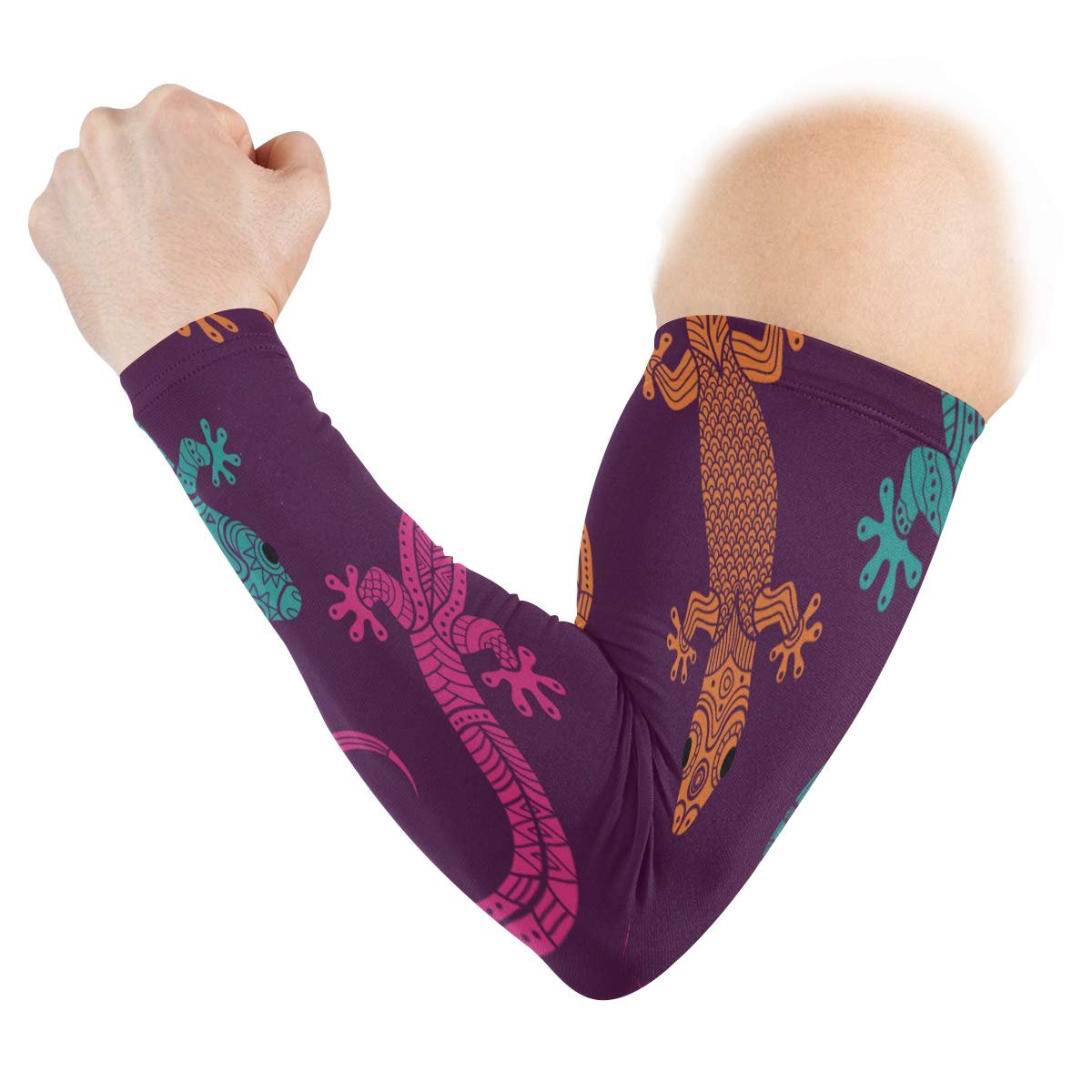 Sports Athletic Arm Sleeve Gecko Lizard Tropical Animal Nature Print