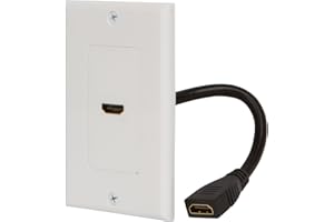 BUYER'S POINT HDMI Wall Plate | UL Listed Single Outlet HDMI 2.0 w/Built In 6-inch Pigtail, Supports Ethernet and 4K Video, Perfect Cable for Gaming PC, BluRay and Home Theaters (White) — 1 Pack