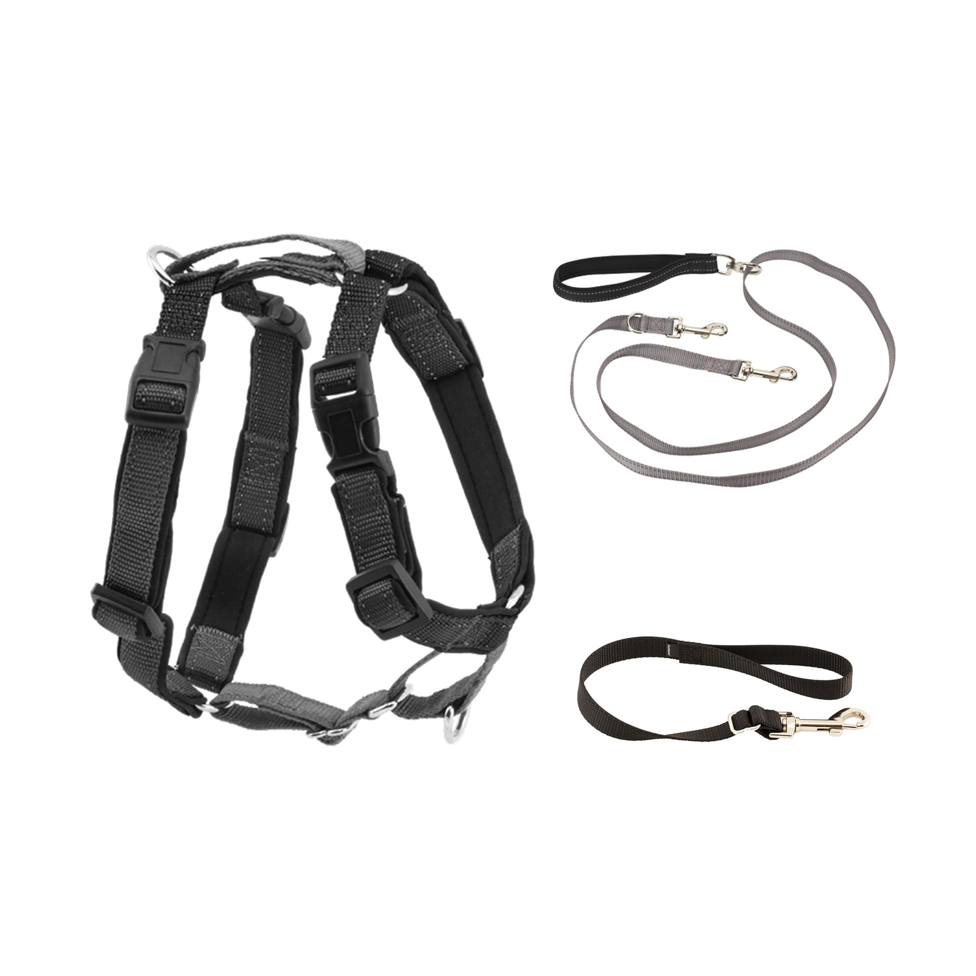 PetSafe 3 in 1 Harness with Two Point Control Leash - No-Pull Harness - Medium - Black - Adjustable