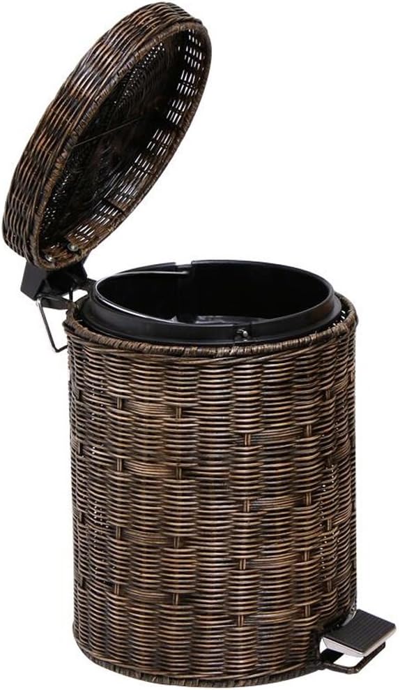 Wddwarmhome Bamboo Rattan Fashion Retro Personality Trash Can Creative Pedal Home Retro Trash Can Pure Hand Weaving 20L Or More Is The Wooden Pedal Waste Bins ( Size : 3L )