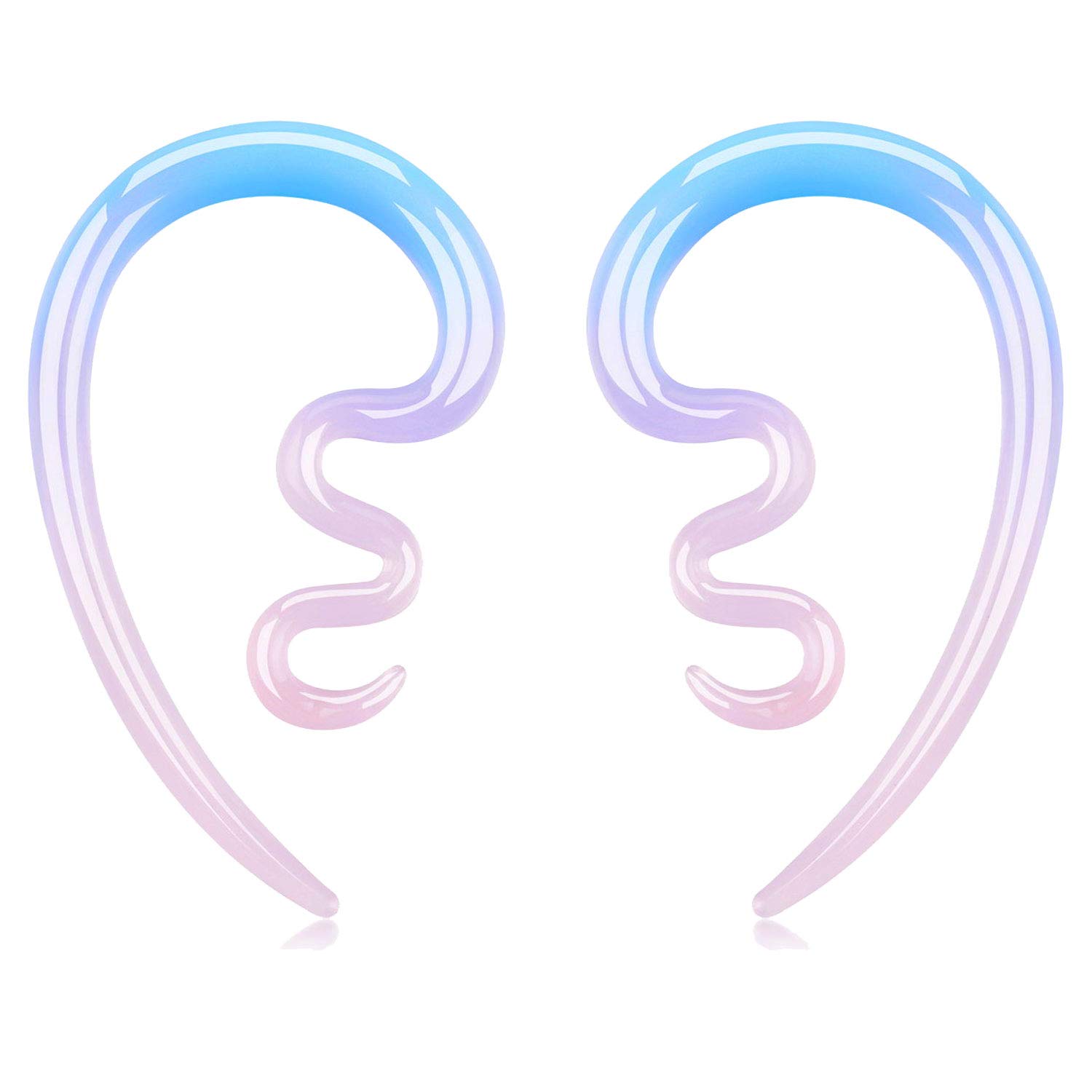 BodyJ4You - Juego de 2 tapones de cristal para oreja, 4 G, color azul y rosa, hechos a mano, para piercing