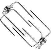 HDWYSY 2Pcs Heavy Duty Stainless Steel BBQ Rotisserie Forks - Fits 3/8-Inch Hexagonal &amp; 5/16-Inch Square Spit Rods, Meat Fork for Gas Grill, Smoker and Mangal - Outdoor Picnic, Camping, Backyard BBQ
