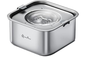 DownyPaws No Spill Water Bowl for Dogs,101oz/3L Slobber Stopper Dog Bowl Stainless Steel, Slow Drinking Dog Water Bowl, No Mess Dog Water Dispenser Spill Proof, Dishwasher Safe, Silver