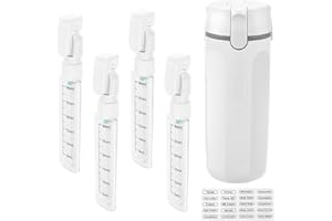 4 in 1 Travel Dispenser Bottle,Portable Leak Proof Refillable Toiletry with Scale＆Label,Portable Containers for Shampoo Lotio