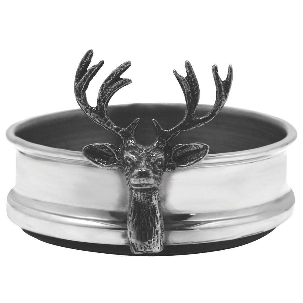 English Pewter Company Wine Bottle Coaster with Pewter Stag Head [STAG005]