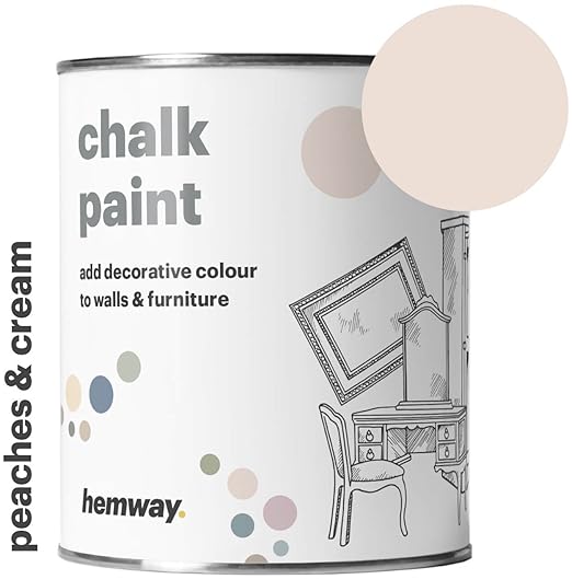 Hemway Chalk Paint (Peaches n Cream) Matt Finish Wall and Furniture Paint 1L / 35oz Shabby Chic