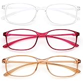 AQWANO 1.0 Computer Reading Glasses Men Women Blue Light Blocking, Lightweight TR90 Flexible Readers Glasses Anti Glare, 3 Pack No Rubber Frames