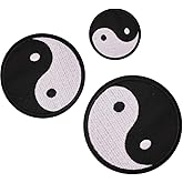 U-Sky Sew or Iron on Embroidered Patches | Yin Yang Taiji Symbol Black White Balance | Philosophical Design | Martial Arts Meditation | Jackets Bags Hats | 3 Sizes (2"+3"+3.8") 3PCs Pack