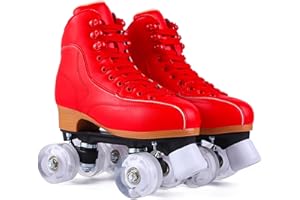 NVGSHO Men's and Women's Roller Skates, Classic Double Row Quad Roller Skates with Light Up Wheels, Suitable for Beginners an