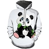 Hisayhe Men Women Panda Print Long Sleeve Hoodie Cute Fashion Hooded Pullover