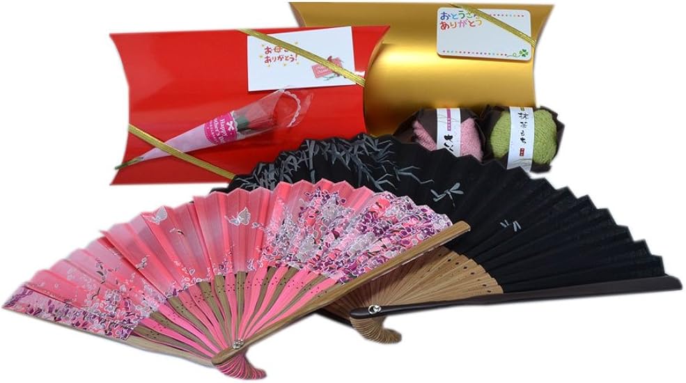 Amazon 母の日 父の日 ペアギフト ギフト セット ラッピング付 扇子 と 和菓子風 ハンカチ 父母 プレゼント 母の日父の日セット 服 ファッション小物 通販
