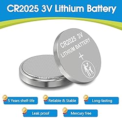 volkate CR2025 3V Lithium Battery, 5 Count Pack, CR