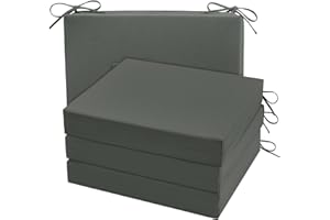 Cozyide Outdoor Chair Cushions, Waterproof Patio Seat Cushions with Adjustable Straps, Square Corner Patio Chair Cushions for Garden, Dark Grey, 18.5x16x3 Inch (Pack of 4)