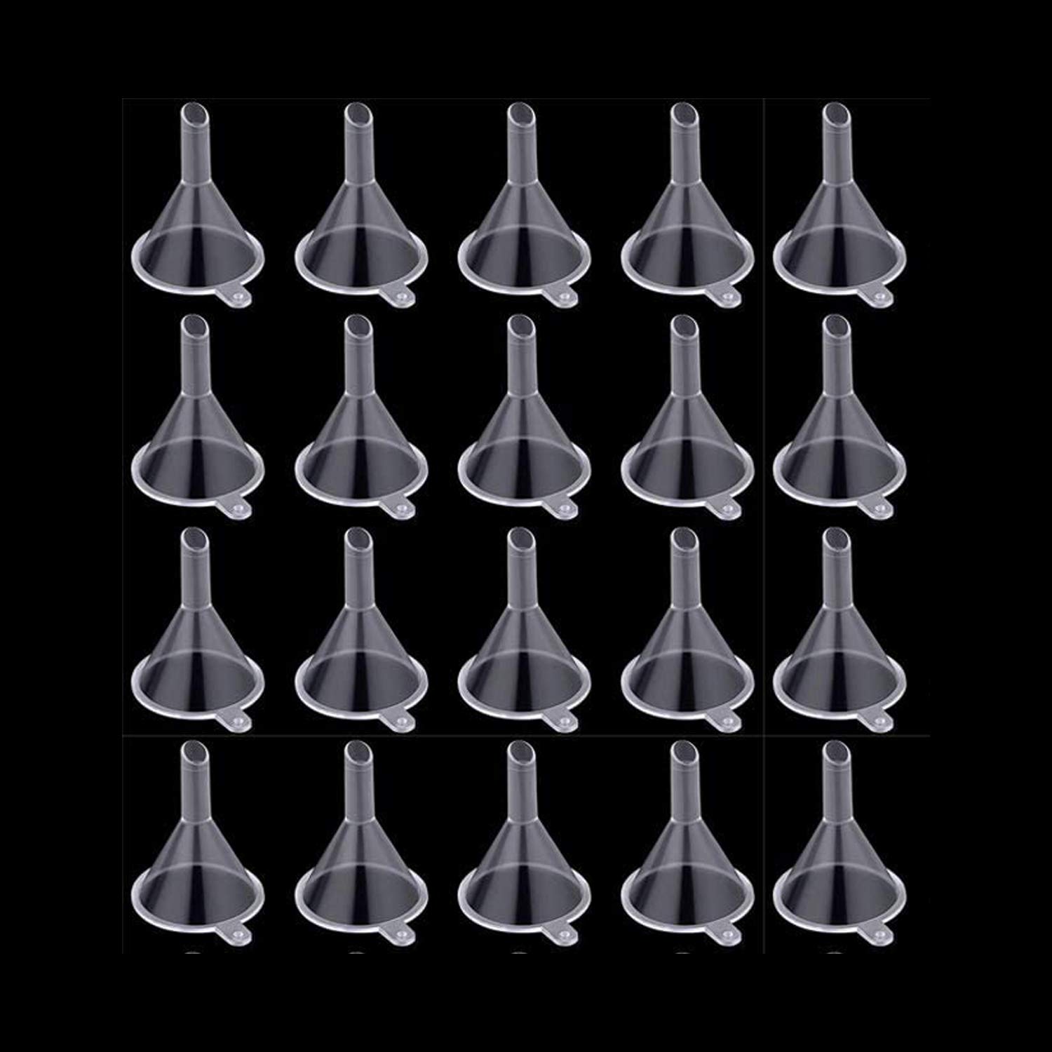 Jieddey Small Funnel,20 PCS Mini Funnel Clear Plastic Funnels Tiny Funnel for Bottle Filling Perfumes Essential Oils Lab Bottles Arts Crafts