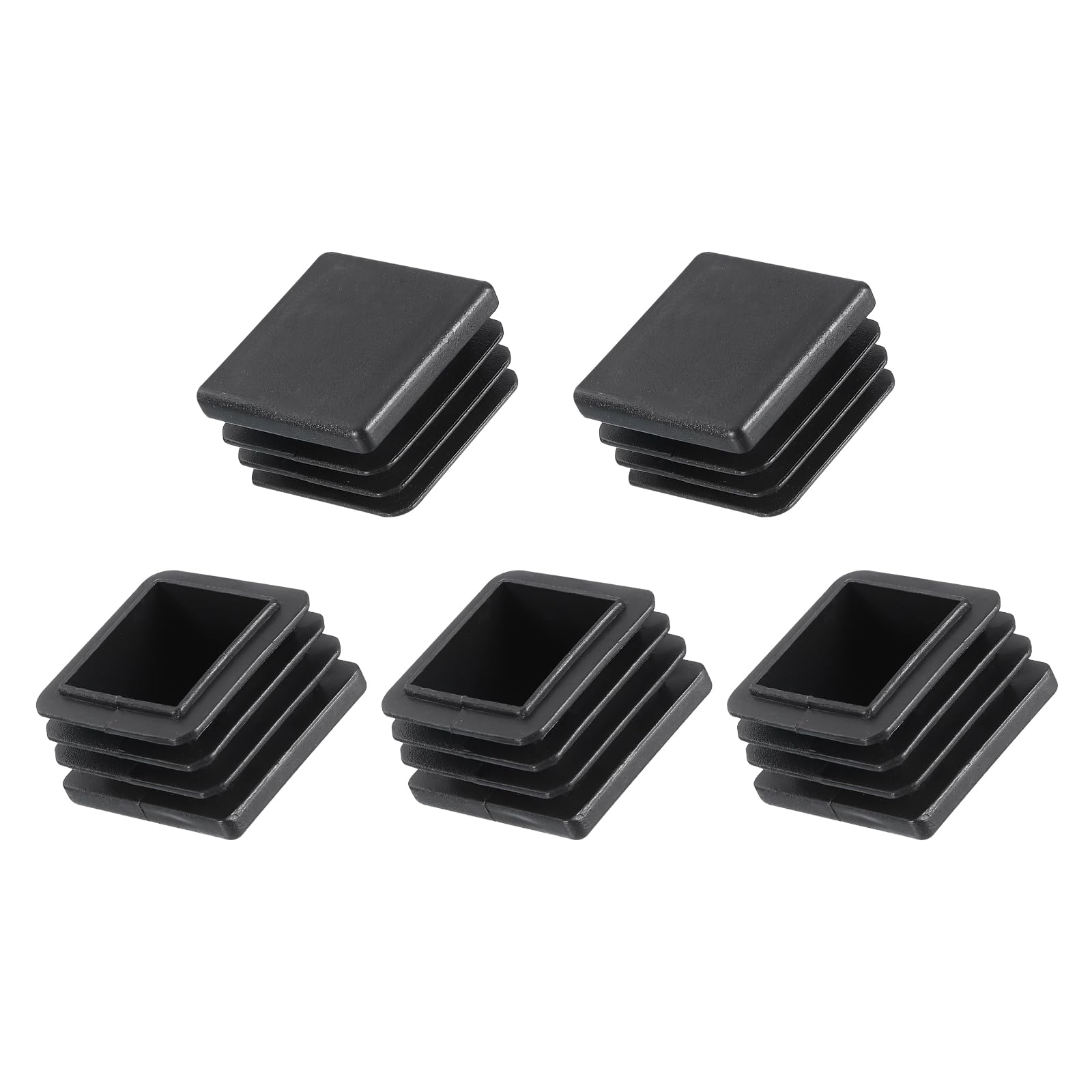 METALLIXITY Square Tube End Cap(30 x 30mm) 5Pcs, Plastic Plugs Insert End Caps Pipe Cap Cover Threaded End Blanking Caps Protector - for Square Tube Fence Furniture Table Chair Legs, Black