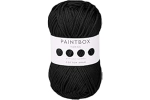 Paintbox Yarns 100% Cotton Aran Yarn 1.76oz (50g), 93 Yards (85m) - Pure Black Worsted Wool for Crochet, Knitting - Soft, Lightweight for Sweaters, Clothes