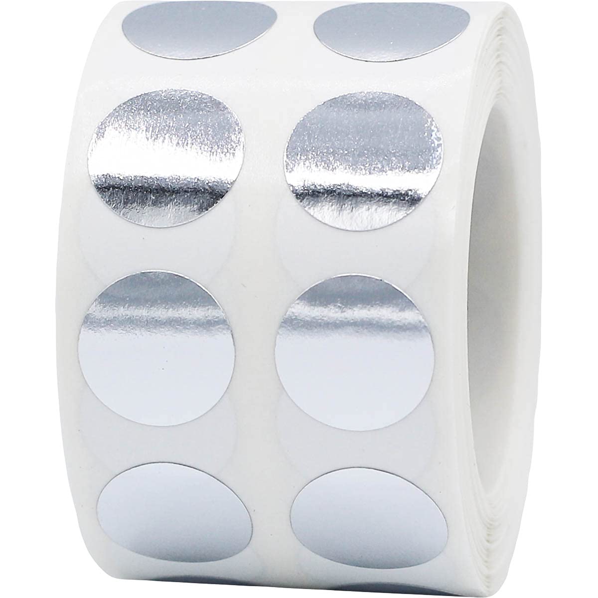 Metallic Silver Color Coding Dot Stickers 12.7 mm 0.5 Inch Round 1000 Count