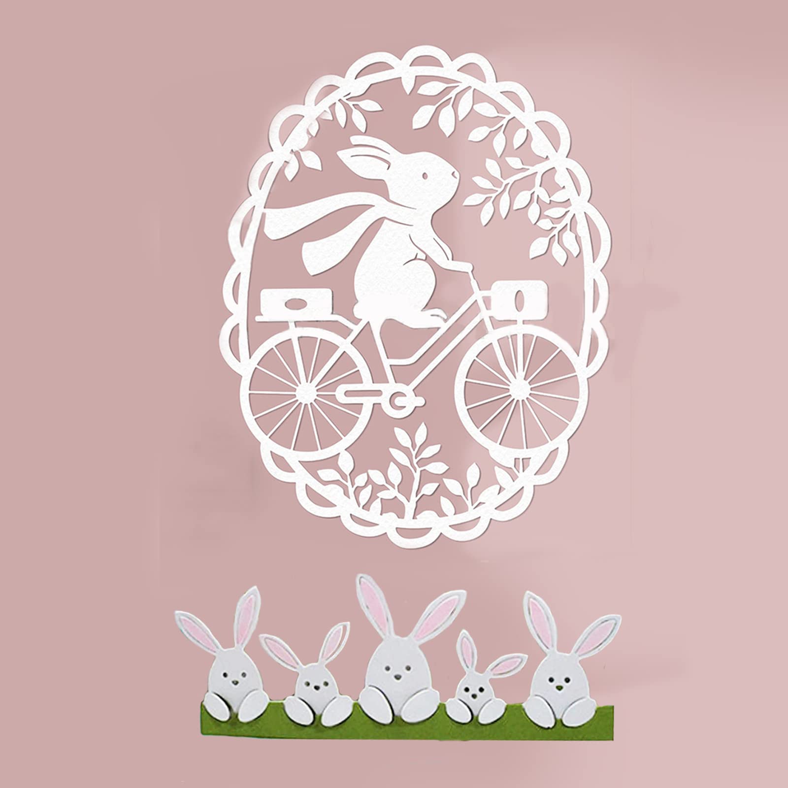 Bymivofun Set of 2 Easter Cutting Dies, Rabbit Egg Cutting Dies, Easter Cutting Stencils Set, for Scrapbooking, Photo Paper, Cards, Craft Embossing, DIY Making