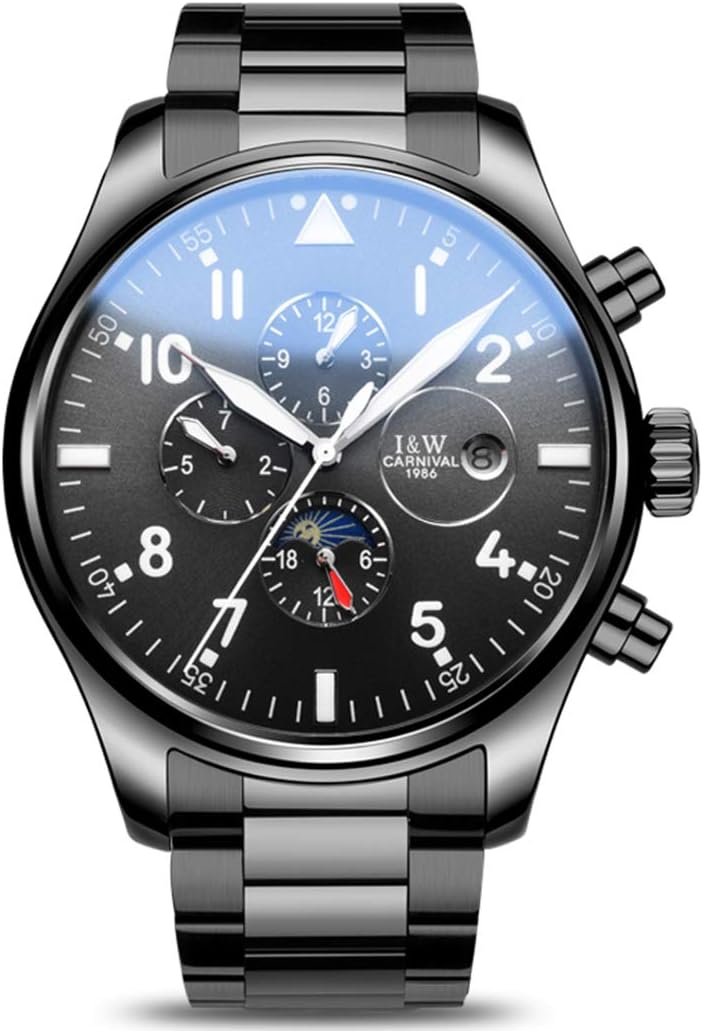 Men Carnival Switz Watch Luminous Full Steel auto Mechanical Watches Luxury Multi-Function Pilot Watches
