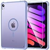 OWKEY Magnetic Case for iPad mini 7 A17 Pro 2024/ iPad mini 6 2021 8.3'', iPad mini 7th/6th Gen Case for Magsafe with Tempered Glass,[Shockproof Military] Translucent Back Slim Bumper Cover, Purple