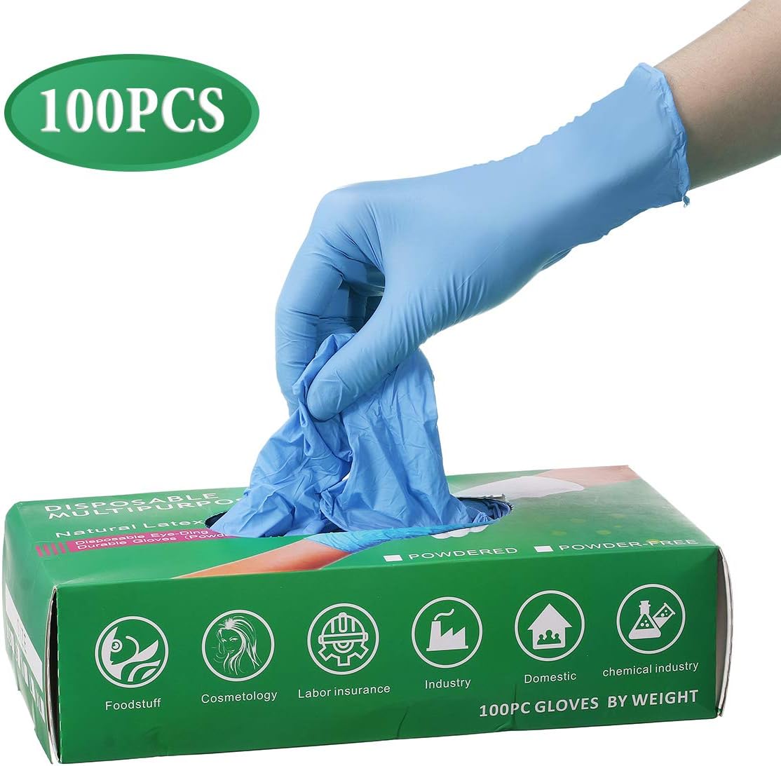Slimerence Medical Nitrile Disposable Gloves Powder Free Textured Foodstuff Chemical Domestic Industry Blue Box of 100 Blue XL