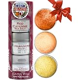 Gustus Vitae | Hot &amp; Spicy Sea Salts Gift Set of 3 | Deluxe Sea Salt Spices | Hot Chile Sea Salts | Gourmet Culinary Spices | Premium Gift | Natural &amp; Small Batch | Non GMO | Made in USA | Magnetic Tin